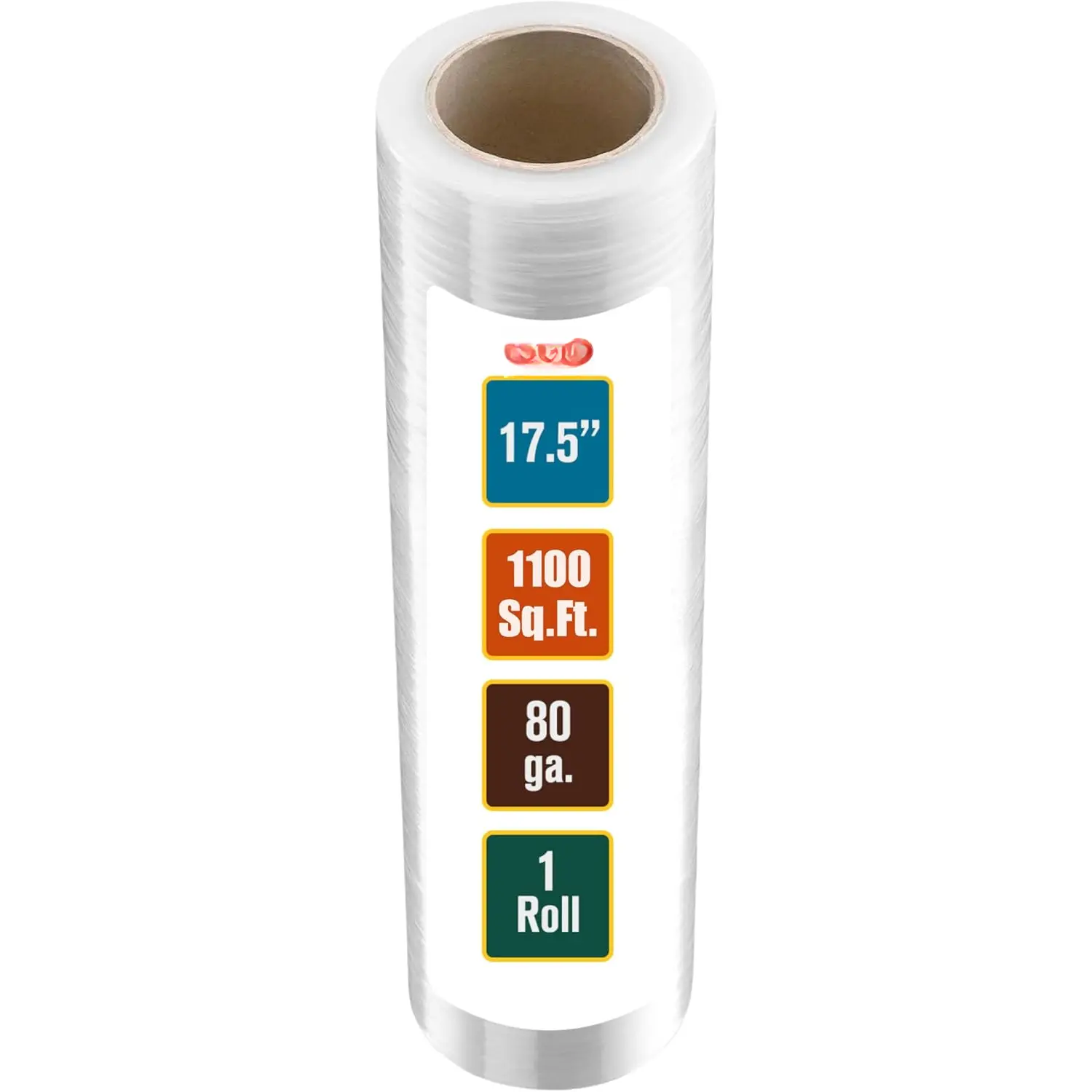 Stretch Wrap Industrial Strength Extra Thick 17.5" 1100 SqFt 80 Gauge (20 Micron) 1 Pack Shrink Wrap Roll for Moving Supplies, Furniture, Pallet Wrapping, Packing, Heavy Duty Stretch Film