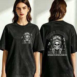 washed cotton Feral and Unhinged Moms Club Shirt, Skeleton Coffee Mom Shirt, Edgy Mom Graphic Tee, Funny Mom Shirt, Trendy Mom Shirt, Rad Mom Shirt