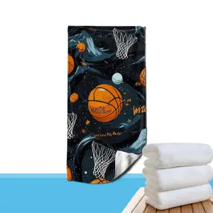 1pc of Beach Towel Microbre Basketball-Themed Beach Towel: Splash into Fun! Stylish & Absorbent for Summer Large Quick-drying