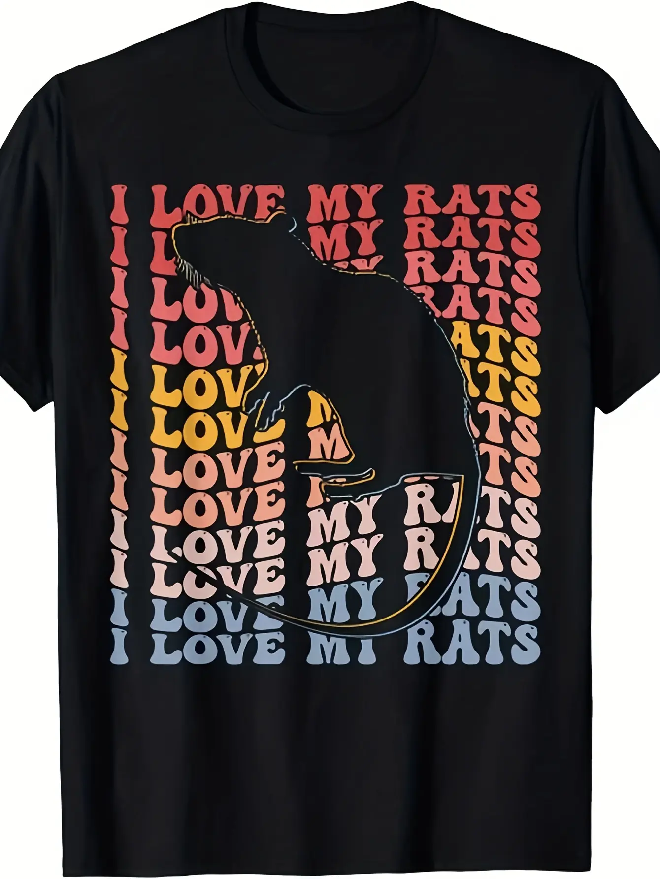 I Love My Rats Groovy Rat Pet Owner T-Shirt Unisex Crew Neck T-Shirt - Comfortable And Breathable Casual T-Shirt - Perfect Gift for Birthdays, Casual Wear
