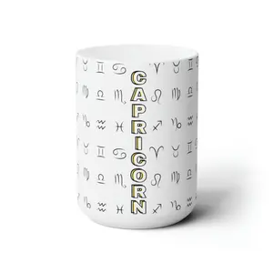 White Capricorn Ceramic Zodiac Mug, 15oz, Capricorn gift, Capricorn mug, Capricorn birthday gift, Zodiac symbol mug, Coffee Mug