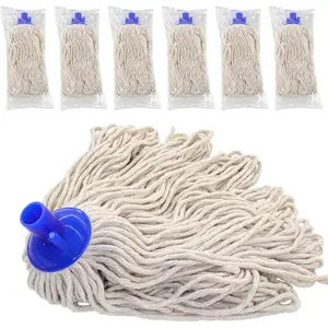 Cotton String Screw on Mop Replacement  Compatible with  Standard  Threading Pole (6 Cotton mop Heads)