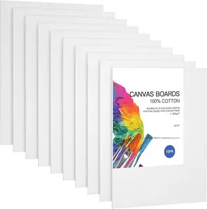 Canvas Boards, 8x10 inch Set of 10,Gesso Primed White Blank Canvases for Painting -  Cotton Art Supplies Canvas Panel for  , Pouring, Oil , Watercolor, Gouache