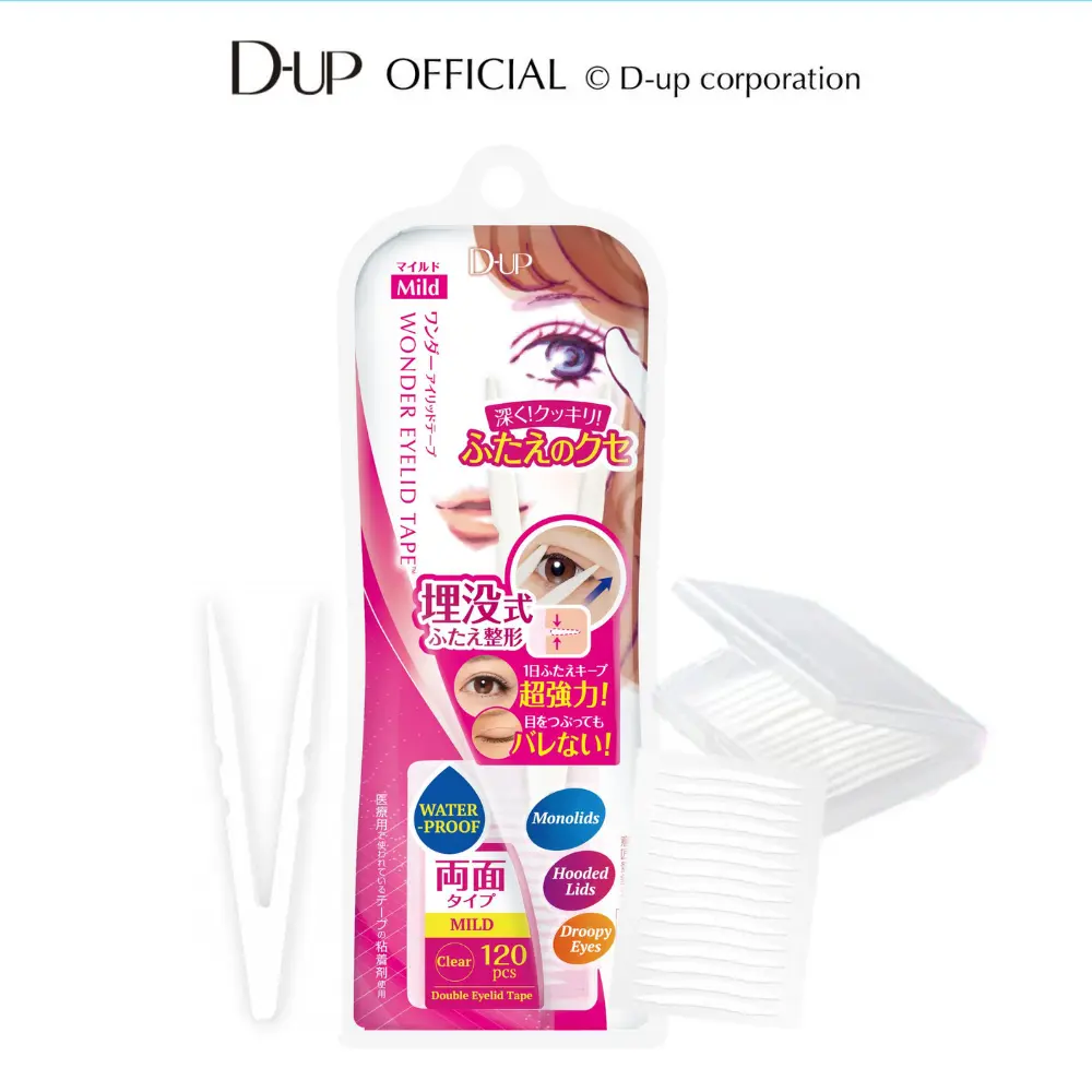 D-UP Droopy Eyelid Lifter & Invisible Double Eyelid Tape for Hooded Eyes, Soft Hold Invisible Eyelid Strips for Natural Lift Eye Makeup for Droopy Eyelids, Double Sided Adhesive, from Japan, 120 pcs