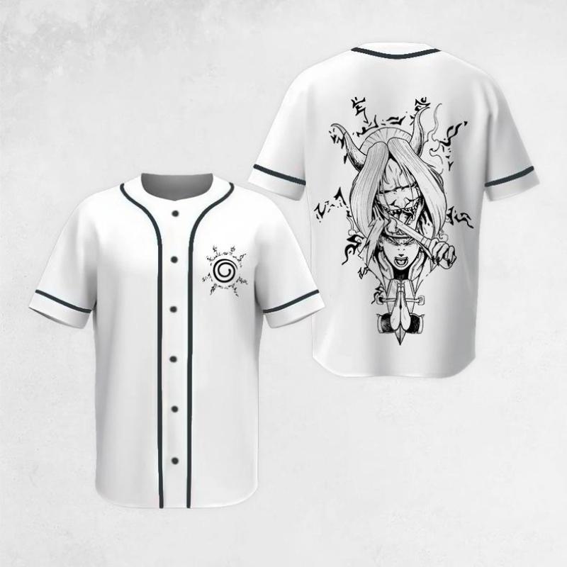 Premium Limited Edition Retro Shinigami Shiki Fujin Naruto White Anime Trendy Anime Jersey Shirt Gift For Anime Lover, Anime Baseball Jersey Merch, Manga Jersey Shirt For Anime Fan