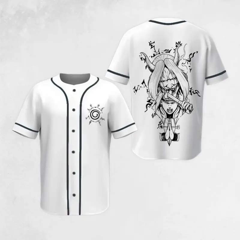 Premium Limited Edition Retro Shinigami Shiki Fujin Naruto White Anime Trendy Anime Jersey Shirt Gift For Anime Lover, Anime Baseball Jersey Merch, Manga Jersey Shirt For Anime Fan