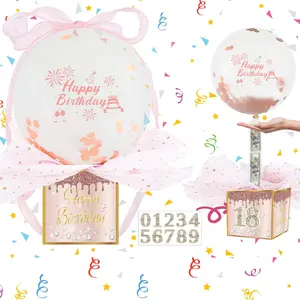 Birthday Balloon Cash Draw Box Surprise Party Gift Set, Perfect for Family Friends, Fun Birthday Present Idea, Unique Party Favors