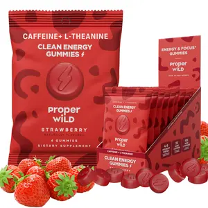 Proper Wild Energy Gummies - Natural Caffeine + L-Theanine for Sustained Focus & Energy, Plant-Based, Vegan (10-Pack, 40 Gummies)