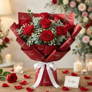 17 Sheets Heart Pattern Love Art Flower Wrapping Paper, Square Floral Craft Material, Ideal for Weddings Birthdays Anniversaries