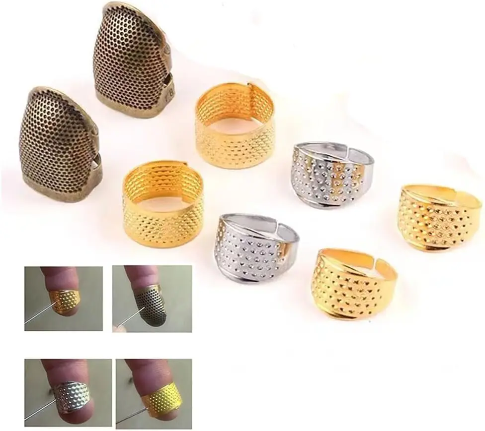 8 count Knitting Thimble,Sewing thimbles,Golden thimbles for Hand Quilting,Sewing Finger Protector,Metal Thimble,Sewing Tools,Sewing Supplies