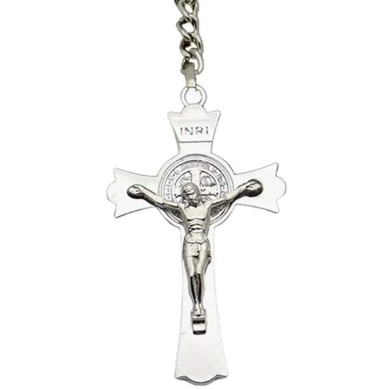 Metal Crucifix Keychain featuring St. Benedict Jerusalem