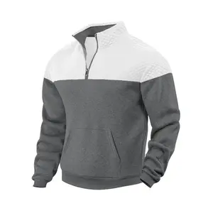Men's Casual Sweatshirt Color Block Long Sleeve Quarter Zip Workout Athletic Sweater Pullover All Season Fashion Outdoor Sportswear