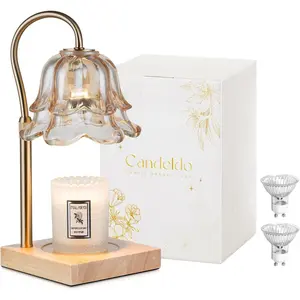 Candle Warmer Lamp with Timer: Flower Gold Candle Lamps Height Adjustable Wax Melt House Warming Gifts New Home Decor Christmas Birthday Gift for Women Mom