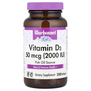 Bluebonnet Nutrition Vitamin D3, 50 mcg (2,000 IU), 250 Softgels