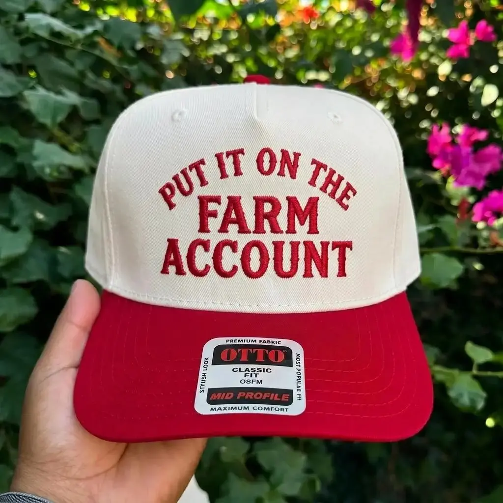 Put It On The Farm Account Embroidered Trucker Hat, Funny Farmer Hat, Country Western Cap, Ranch Life Snapback Hat