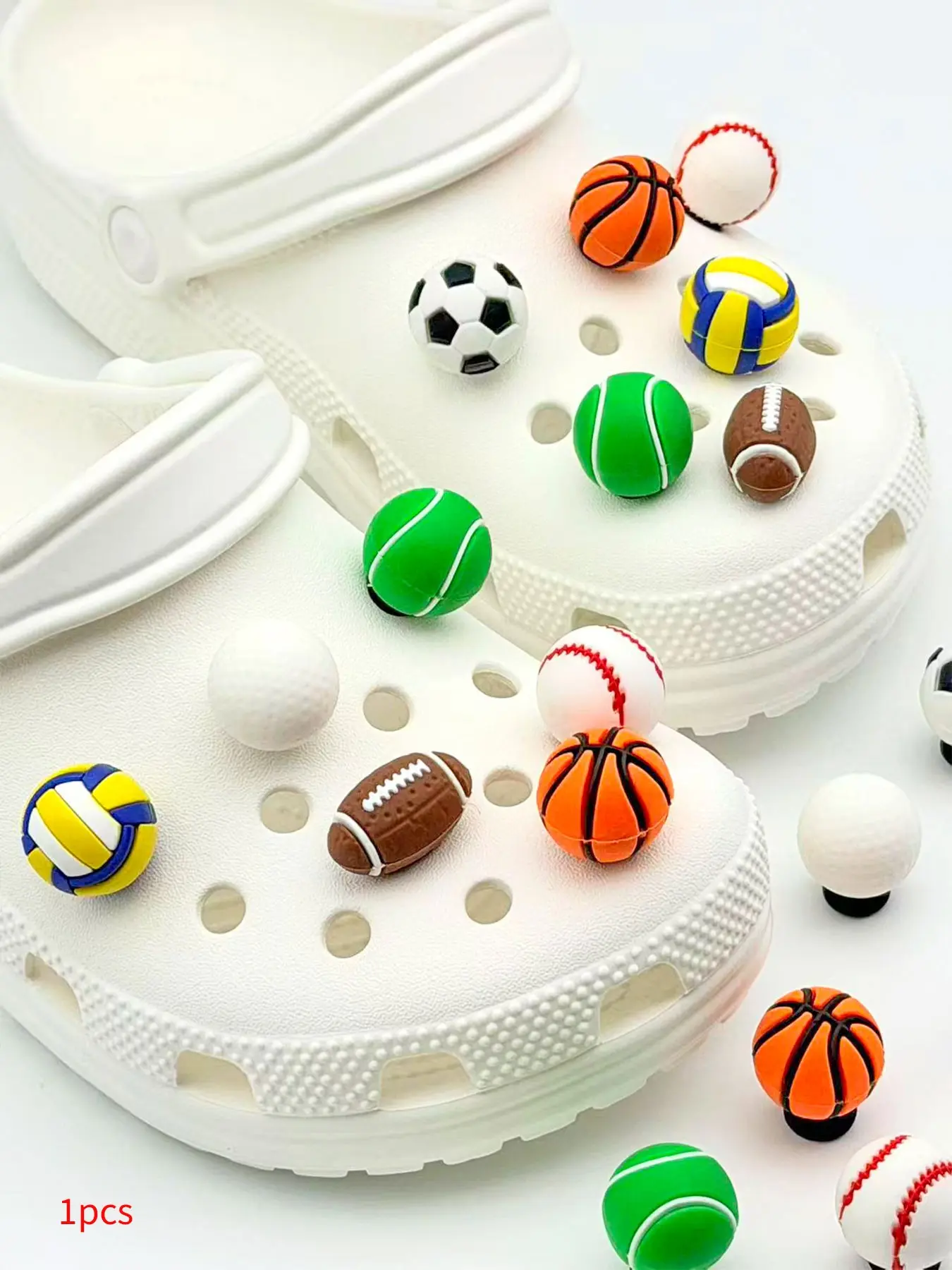 1 Piece Sports Ball Shoe Clip Set, Football Basketball Rugby Decoration, Trendy Hole Shoes Accessories, Fashionable Footwear Accessory