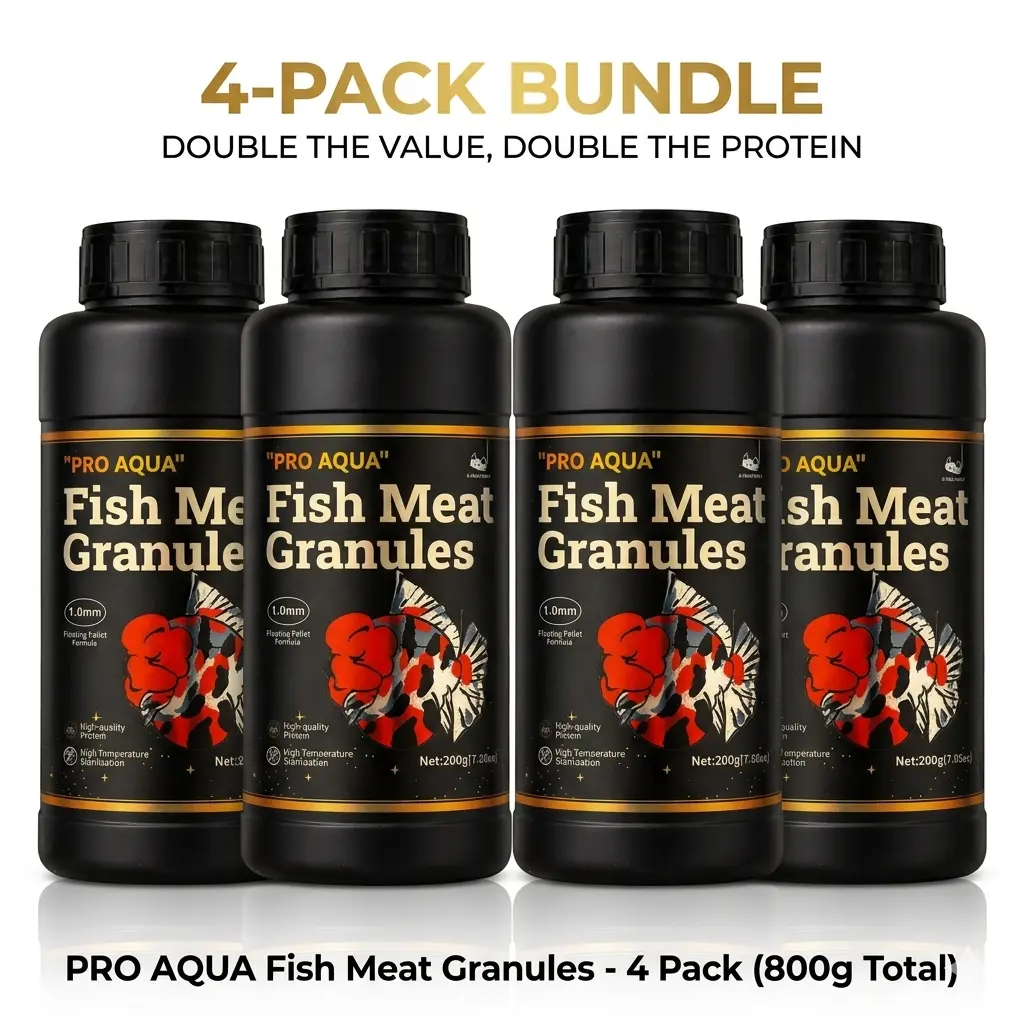 Pro Aqua Premium Micro Fish Food 4-Pack - 1.0mm Floating Pellets, 53% High Protein Foods, 200g Krill-Based Formula, for Feed Little Small Tropical Fish & Goldfish, Supports Sensitive Digestion