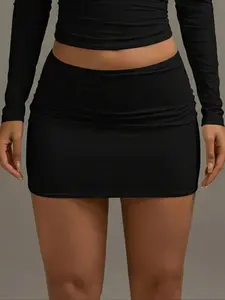 Women's Slim Fit Bodycon Short Skirt, Lady, Elastic Tight-Fitting Design, Perfect for Parties & Casual Wear, All-Season Fashion, Womenswear Aesthetic
