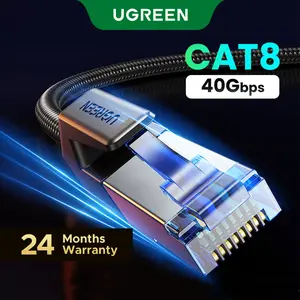 UGREEN Cat 8 Ethernet Cable 6FT, High Speed Braided 40Gbps 2000Mhz Network Cord Cat8 RJ45 Shielded LAN Cables Compatible for Gaming PC Modem Router Noise Streaming Networking Devices，tiktokshopmemorialday