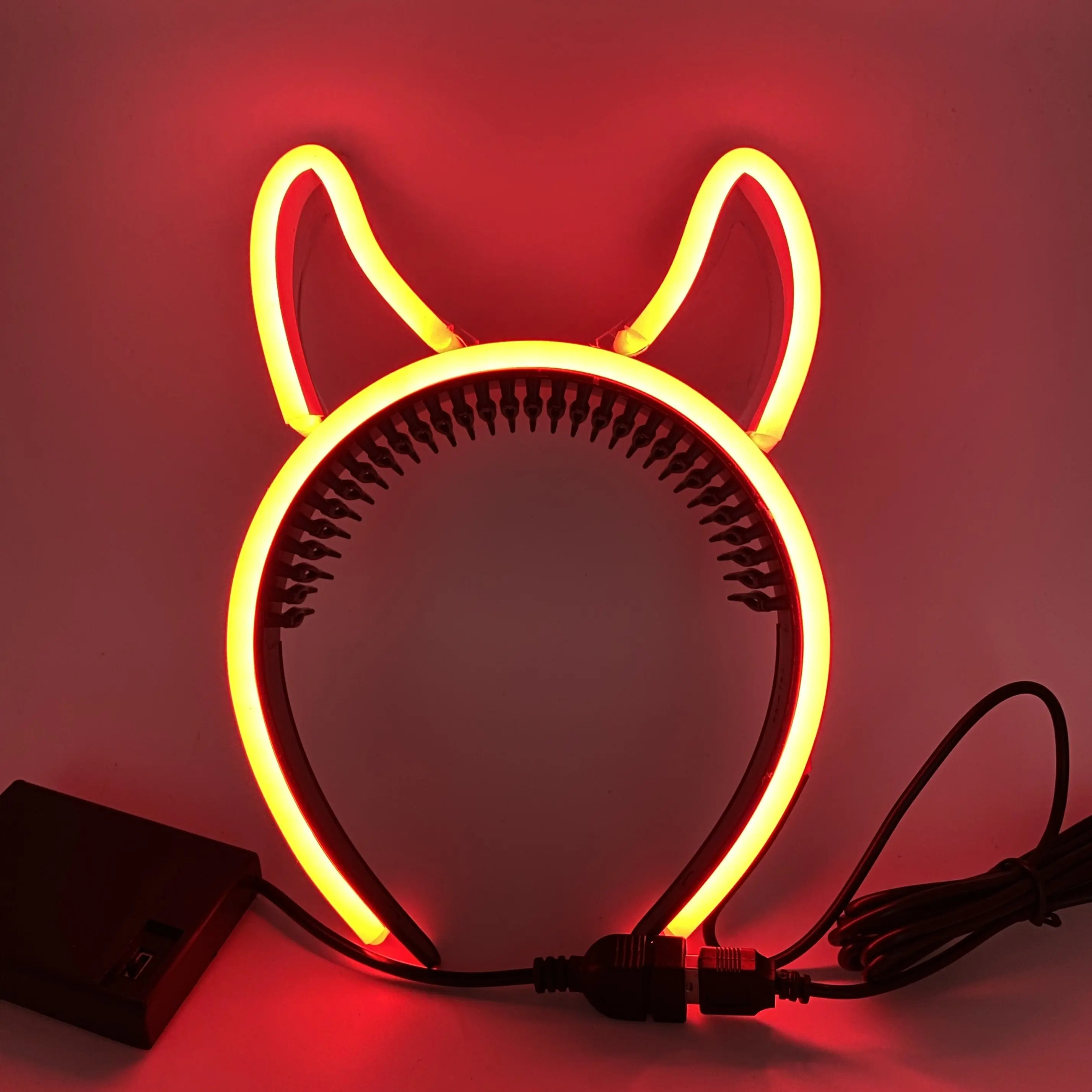 LED Light Up Devil Horn Headband, Neon Devil Horn Headband
