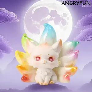 ANGRYFUN Nine-Tailed Fox Spirit Blind Box Figure – Cute Collectible Fox Figurine for Desk Display, Mini Mythical Creature Gift for Friends and Collectors