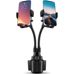 Dual Phone Holder for  360 Rotatable  Mount Long Flexible  Adjustable Double Holder Universal Size Fits for  2 Phones 2.6"-4.3" Phone (Cradle)