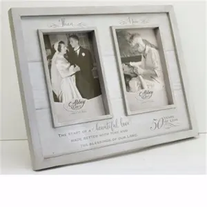 NOW 50th Anniversary Then & Now Decorative Picture Frame Photos Holder - 4x6 in., Christmas Decoration, Holiday Gifting Accessory