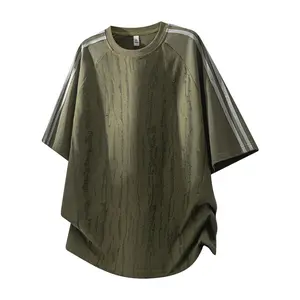 Men’s Drop-Shoulder Short-Sleeve T-Shirt — Basic Summer Striped Style, Loose Fit, Casual and Breathable, Versatile Crew Neck Top, Trendy Streetwear Unisex Design