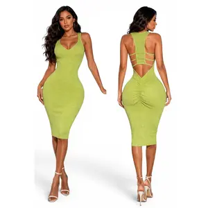 Mineral Wash Caged Back Midi Dress – Casual Chic Style