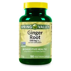 Spring Valley Ginger Root Digestive Health Capsules, 550mg, 100 Count – Supports Healthy Digestion