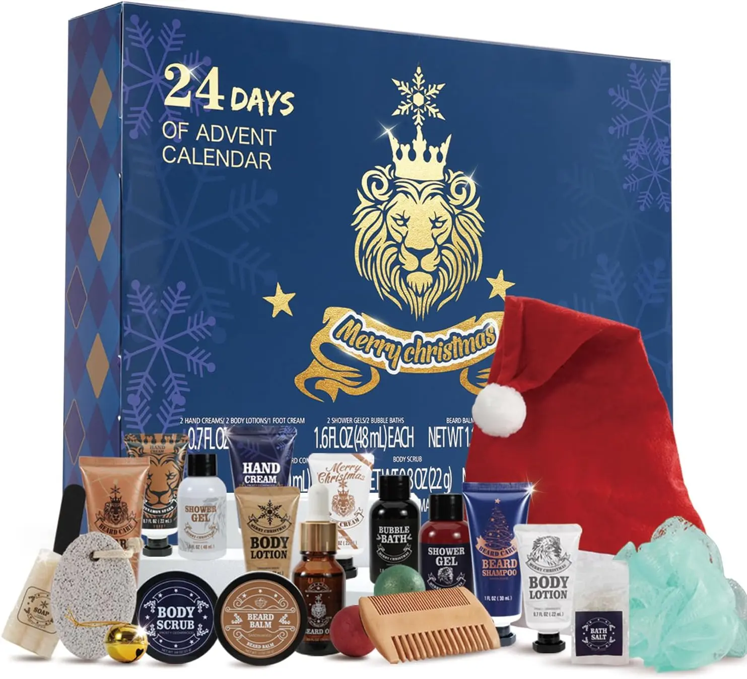 Rinse & Robust Men’s Advent Calendar 2025, 24 Days Christmas Grooming Gift Set with Beard Care, Bath & Body Essentials, Holiday Self-Care Calendar for Him