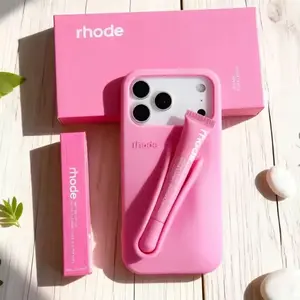 Luxury Rhode Everyday Beauty Silicone iPhone Case with Lip Gloss Holder Compartment, Premium Anti-Fingerprint Finish, Shockproof Protection for iPhone 11 12 13 14 15 16 17 Pro Max
