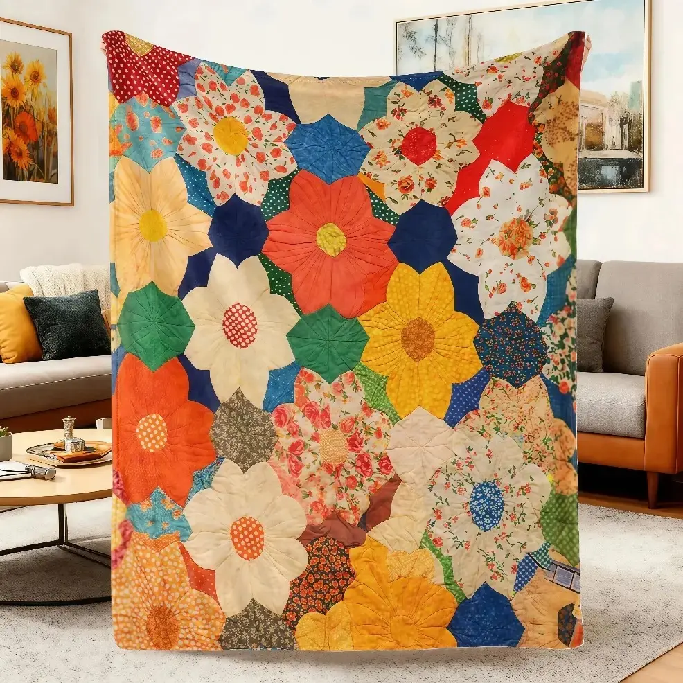 Cottagecore Vibe Polyester Fiber Flannel Throw Blanket - Multi-Size, Lightweight Softness, Premium All-Season Cozy Cover for Adults, Home/Office Use, Viral Decorative Multi-Purpose Blanket