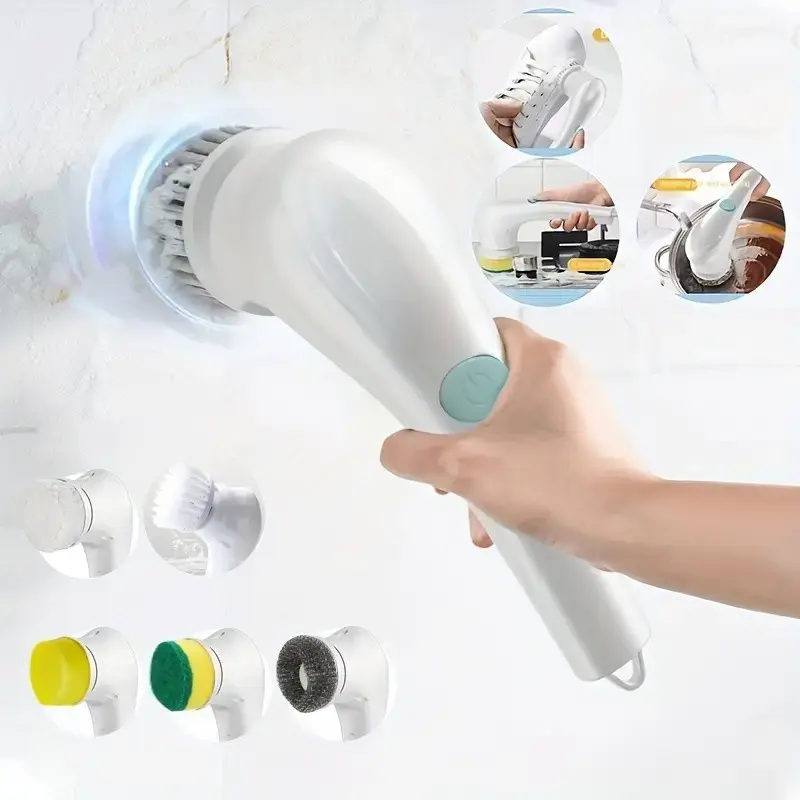 Ultimate 5-in-1 Multifunctional Electric Cleaning Brush Spin Scrubber - 5 Replaceable Brush Heads, USB Rechargeable, Portable Spin Cleaner for Kitchen/Bathroom/Window/Sink/Dish