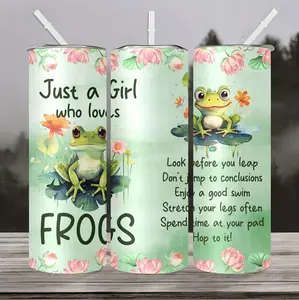 Frog Inspired Stainless Steel Tumbler with Lid and Straw 20oz Vacuum Insulated Travel Mug for Adventurers and Families