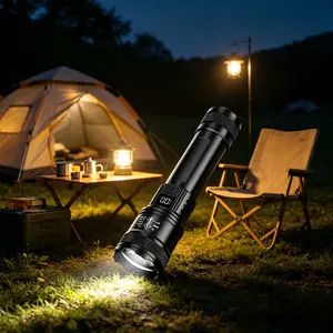 Rechargeable LED Flashlights, Portable Zoomable Flashlight with Battery Indicator, Three Lighting Modes for Outdoor, Camping, Work, and Emergency Lighting
