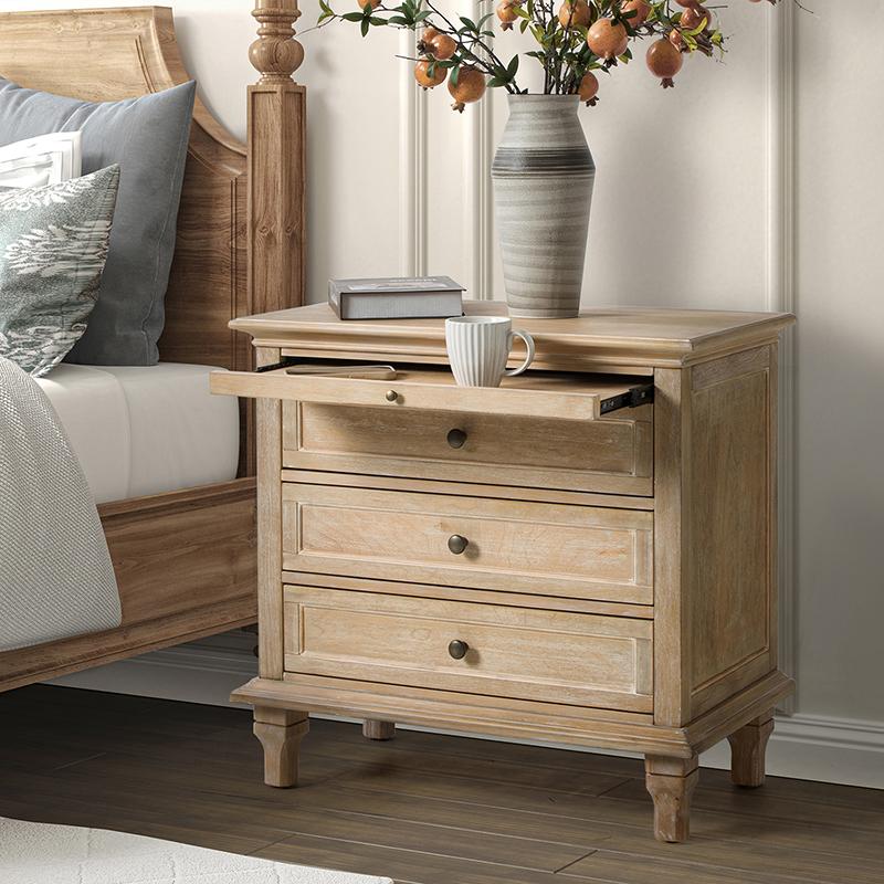 Hulala Lionel 3 Drawer Nightstand with Charging Station