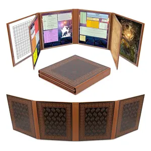 DM Screen 8-Panel Deluxe GM Screen - Eight Panel Folding Dungeon Master Screen for TTRPGs - Inserts Not Included - Black, Brown or Green Options