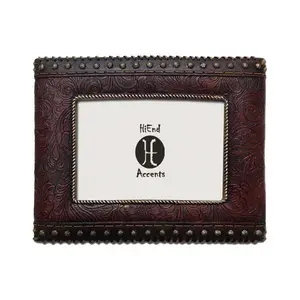 Tooled Leather w/ Studded Sides Picture Frame