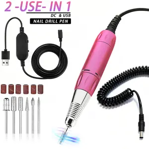 Direct DC Power 35,000 RPM Professional Electric Nail Drill & Polisher Pen for Hands & Feet, includes grinding bit + sanding strip, compatible with gel nails/extended nails, suitable for salon and home use