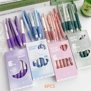 6-Pack Gel Pens, 0.5mm Tip, Dopamine Colors, Soft Sponge Grip, Cute Press-Down Design, Office & School Supplies, Student Stationery, Back-To-School Gift