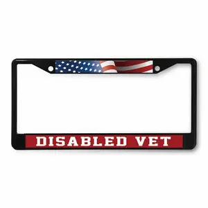 Metal License Plate Frame Vinyl Insert Disabled Vet Us Flag Military Veteran