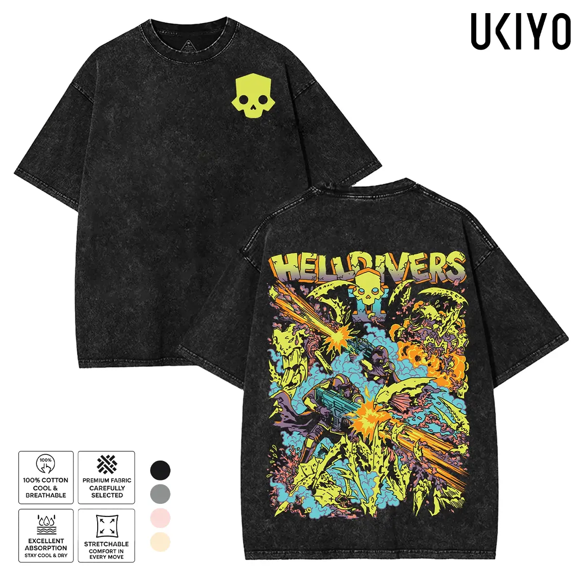 Helldivers 2 Shirt The Taste of Freedom Graphic Tee Heavyweight Acid Wash Cotton Oversized T-Shirt Vintage Helldiver Gaming Merch Streetwear Tshirt Gift