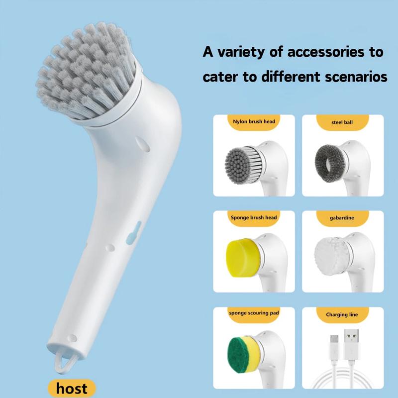 Automatic Cleaning Brush – Sponge Material, Powerful Stain Removal, Multiple Brush Heads, Handle