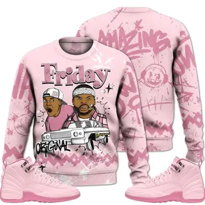 12 Retro Pearl Pink Sweatshirt, Pearl Pink 12s Outfit, Meme Friday Outfits Streetwear Unisex Sneaker Matching Sweatshirt Clothes Fabric
