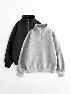 Women's Fall Winter Fleece Lined Zipper Pullover Sweater Set, Casual Loose Fit Long Sleeve, School & Graduation, Sweatshirts