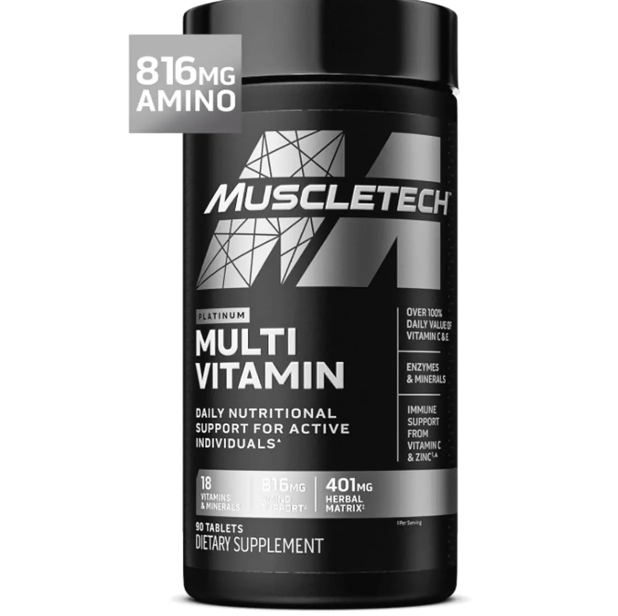 Platinum Multivitamins for Men & Women - Multi-Vitamin Supplement for Immune Support - 18 Vitamins & Minerals, Vitamin A C D E B6 B12 - Daily Workout Supplements for Men - 90 Capsules