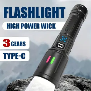 Super Bright Zoom XHP70 LED Flashlight USB Rechargeable Tactical Torch, High Power Led Flashlight, Powerful Tactical Flashlight With Zoomable, 3 Modes, Flashlight For Camping, Hiking, Emergencies