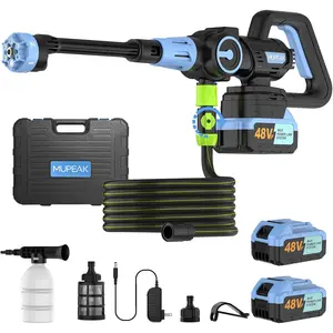 Brushless Pressure Washer, 1200PSI Washer with 2 & Removable Batteries, 3 Modes/6 in 1 Nozzle, Battery Operated Pressure Washer for Car, Blue