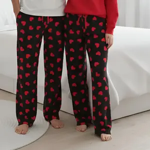 Heart Print Pajama Pants for Women Men, Cute Love Pattern Lounge Pants, Comfortable Loose Fit Sleep Bottoms, Soft Breathable Casual Sleepwear, All Season Cozy PJ Pants, Valentine Couples Matching Gift